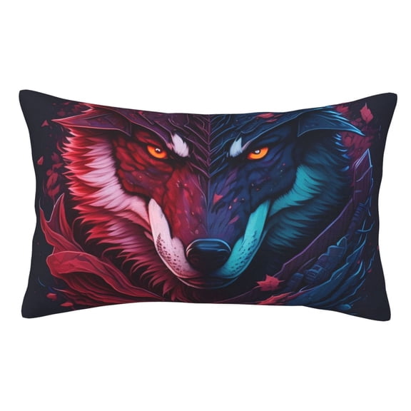 Kdxio Cotton Pillow Cases 16"x24" Pillowcases,Soft and Breathable Bedroom Pillow Cases-Cool Wolf Head-No Pillow Core