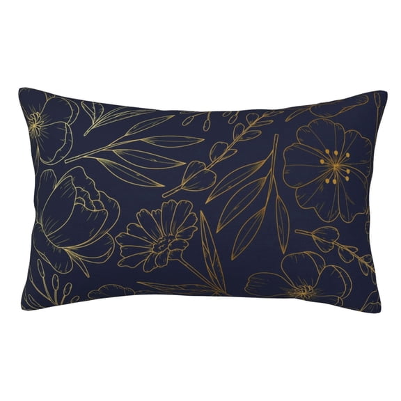 Kdxio Cotton Pillow Cases 16"x24" Pillowcases,Soft and Breathable Bedroom Pillow Cases-Copper-Gold Gloss Outline Flower-No Pillow Core