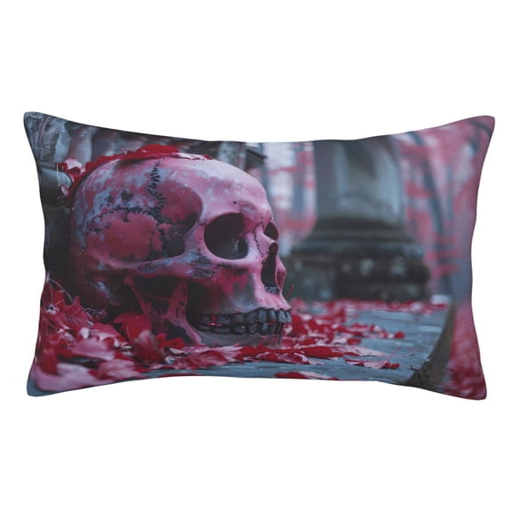 Kdxio Cotton Pillow Cases 16"x24" Pillowcases,Soft and Breathable Bedroom Pillow Cases-Gothic Red Skull Cemetery-No Pillow Core