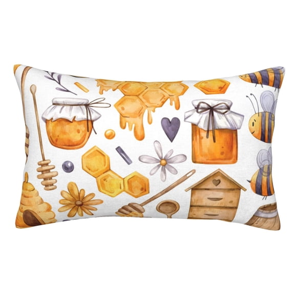 Kdxio Cotton Pillow Cases 16"x24" Pillowcases,Soft and Breathable Bedroom Pillow Cases-Honey Bee Set-No Pillow Core