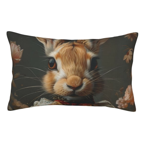 Kdxio Cotton Pillow Cases 16"x24" Pillowcases,Soft and Breathable Bedroom Pillow Cases-Palatial Style Flower Rabbit-No Pillow Core