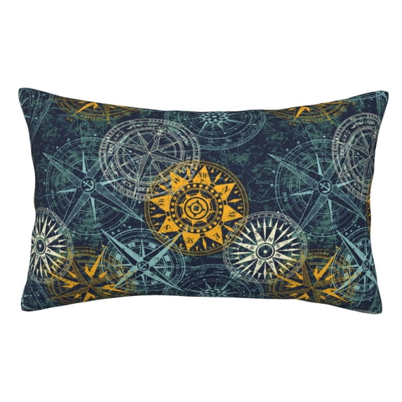 Kdxio Cotton Pillow Cases 16"x24" Pillowcases,Soft and Breathable Bedroom Pillow Cases-Vintage Compass-No Pillow Core