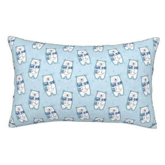 Kdxio Cotton Pillow Cases 16"x24" Pillowcases,Soft and Breathable Bedroom Pillow Cases-blue Scarf Bear-No Pillow Core