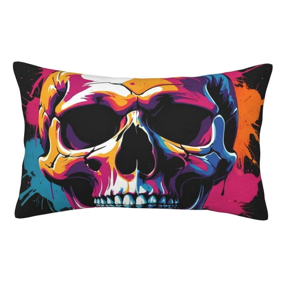 Kdxio Cotton Pillow Cases 20"x30" Pillowcases,Soft and Breathable Bedroom Pillow Cases-Colorful Skull-No Pillow Core