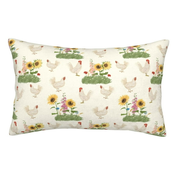 Kdxio Cotton Pillow Cases 20"x30" Pillowcases,Soft and Breathable Bedroom Pillow Cases-Flowers And Hens-No Pillow Core