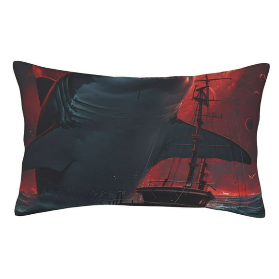 Kdxio Cotton Pillow Cases 20"x30" Pillowcases,Soft and Breathable Bedroom Pillow Cases-Red Moon Shark Sailboat-No Pillow Core