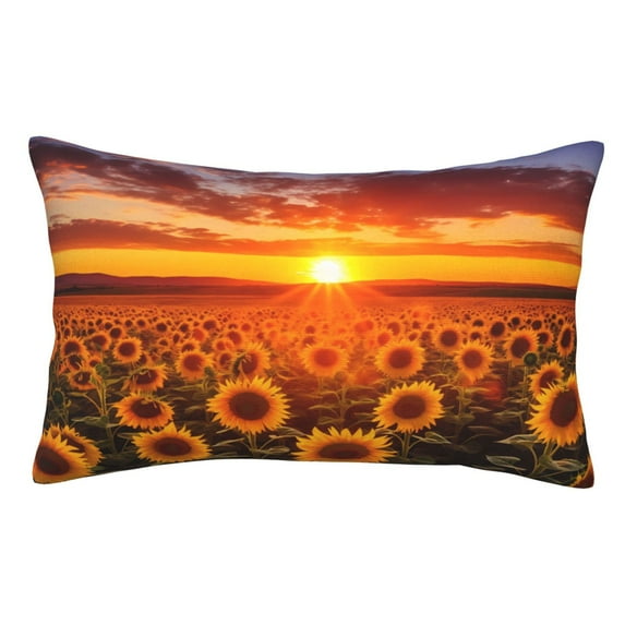 Kdxio Cotton Pillow Cases 20"x30" Pillowcases,Soft and Breathable Bedroom Pillow Cases-Sunset Golden Sunflower Field-No Pillow Core