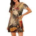 thumbnail image 1 of Kdxio Countryside Fruit White Horse Pattern Womens Short Sleeve Sleepshirt Scoopneck Cute Nightdress Ruffle Comfy Nightgown, 1 of 6