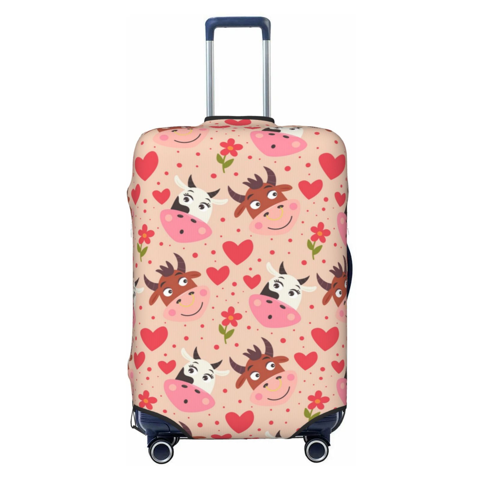 Kdxio Cow Flower And Heart Pattern Luggage Cover for Travel,Elastic and