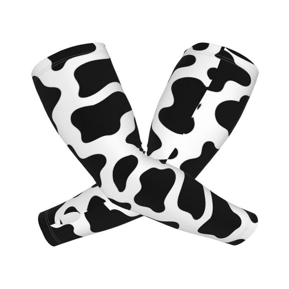 Kdxio Cow Print Black White Print UV Sun Protection Arm Sleeves - Tattoo Cover Up - Basketball Arm Sleeve UPF 50 Cooling for Men Women