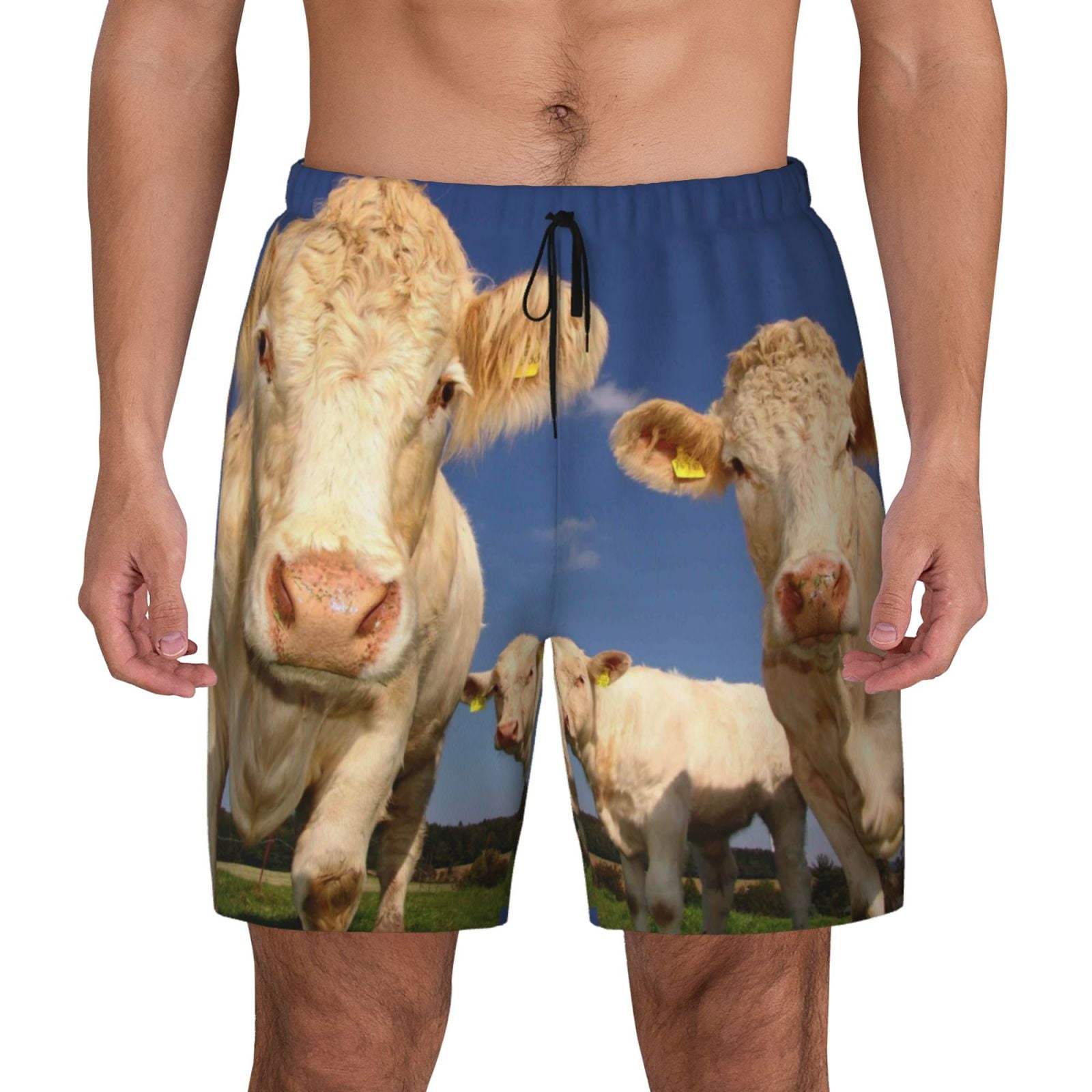 Kdxio Cows Cattles Print Men'S Swim Trunks With Compression Liner 7