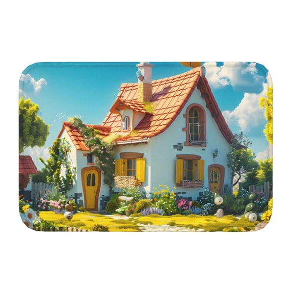 Kdxio Cozy Cartoon Backyard,16" x 24", Non-Slip Front Door Mats,Outdoor Welcome Mat Washable