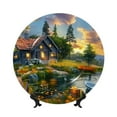 thumbnail image 1 of Kdxio Cozy Cottage Lakeside Sunset Bone China Decorative Plate Ceramic Decorative Plate for Home Office Wall Stand Decorative Plates for Home Bedroom-10in, 1 of 6