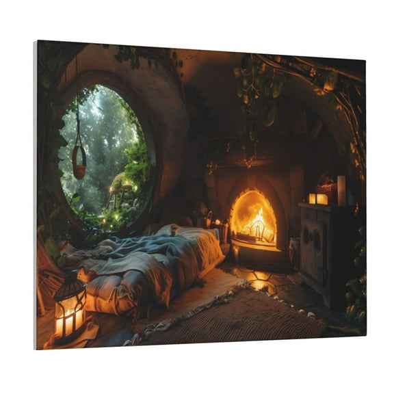 Kdxio Cozy Tree Hole Cabin Pattern Canvas Wall Art for Living Room Wall Decor for Bedroom Bathroom Modern Framed Canvas Art Prints Ready to Hang,Horizontal