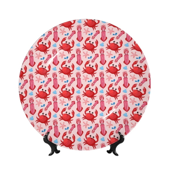 Kdxio Crabs Starfish Bone China Decorative Plate Ceramic Decorative Plate for Home Office Wall Stand Decorative Plates for Home Bedroom-6in