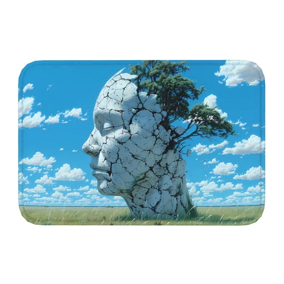 Kdxio Cracked Earth Head Tree,16" x 24", Non-Slip Front Door Mats,Outdoor Welcome Mat Washable