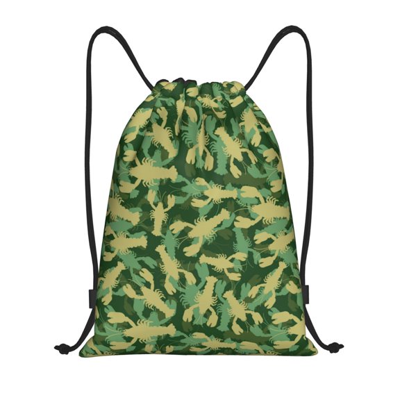 Kdxio Crayfish Army Print Drawstring Backpack Bag,Waterproof Draw String Back Sack, Gym Drawstring Bags Swim Bag For Unisex
