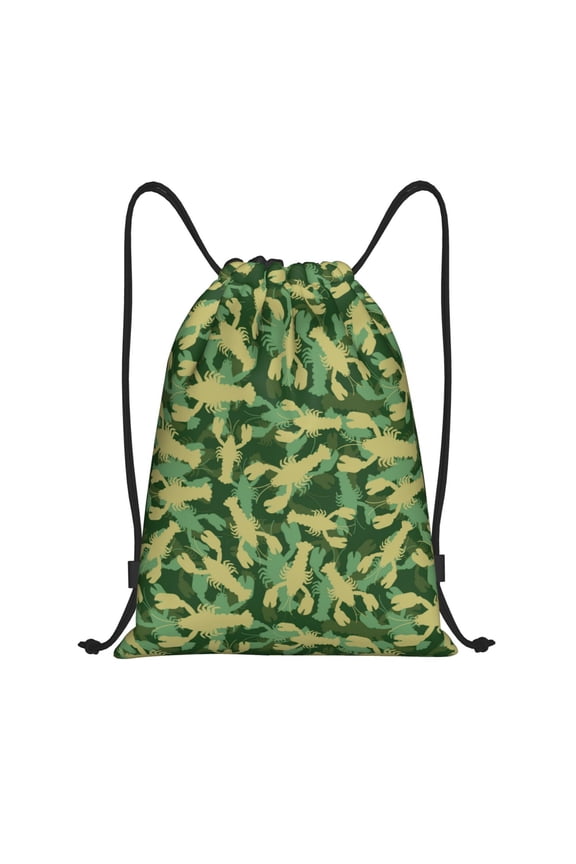 Crayfish Army Print Drawstring Backpack Bag,Waterproof Draw String Back Sack, Gym Drawstring Bags Swim Bag For Unisex