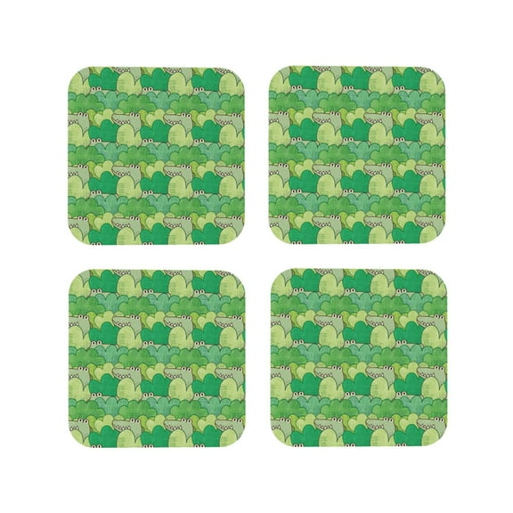 Kdxio Crocodile And Bush Funny Coasters,4 Pcs Leather Coasters,Housewarming Gifts,Protect Furniture from Water Marks Scratch and Damage