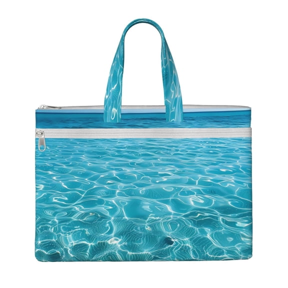 Kdxio Crystal Clear Ocean Waves File Tote Document Bag Business Briefcase Bag Document Organizer Tote Briefcase for Letter A4 Files Business Teacher Office Bag