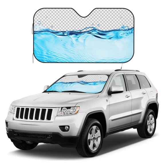 Kdxio Crystal Clear Water Splash Print Windshield Sun Shade, Foldable Sun Blocker for Car,Truck,SUV Automotive Interior Sun Protection,Reflective Shade for Front Windshield(Medium)