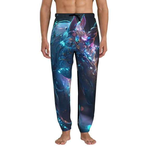 Kdxio Crystal Pattern White Horse Pattern Joggers,Sweatpants for Men with Pockets-XX-Large