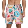 thumbnail image 1 of Kdxio Cupcakes And Donuts Print Men'S Swim Trunks With Compression Liner 7 Inch Inseam Quick Dry Swim Shorts, 1 of 7