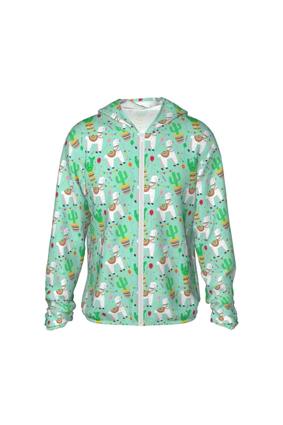Cute Alpaca 1 Print Women Men Sun Protection UPF 50+ Jackets Zip Up Long Sleeve Hoodie Hiking Lightweight with Pockets