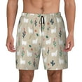 thumbnail image 1 of Kdxio Cute Alpaca Print Men's Swim Trunks with Compression Liner 7 Inch Inseam Quick Dry Swim Shorts, 1 of 7