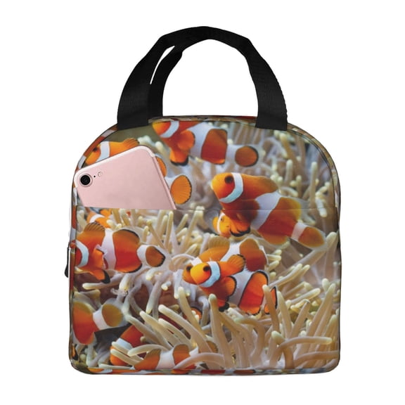 Kdxio Cute Anemone Fish Print Insulated Lunch Bag,Reusable Tote Lunch Box for Women Men,Leakproof Cooler Lunch Bags for Work Office Travel Picnic