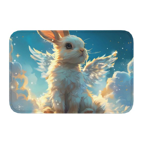 Kdxio Cute Angel Winged Rabbit,16" x 24", Non-Slip Front Door Mats,Outdoor Welcome Mat Washable