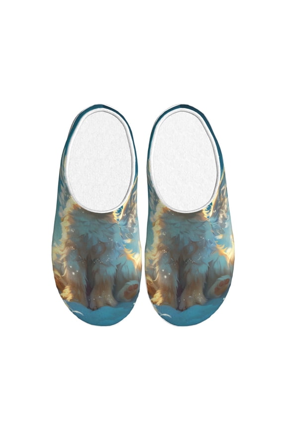 Cute Angel Winged Rabbit Women's Men's Slippers Plush Slip-On House Slipper for Winter Indoor Soft Cushion Non-slip Fluffy Slides Slippers-39/40