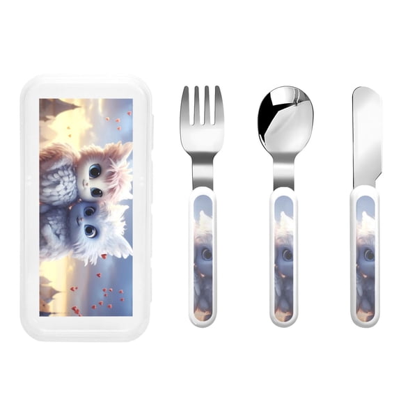 Kdxio Cute Animal Couple Toddler Utensils Set - Kids Silverware Set, Set Kids Utensils Set with Case for Preschooler Children
