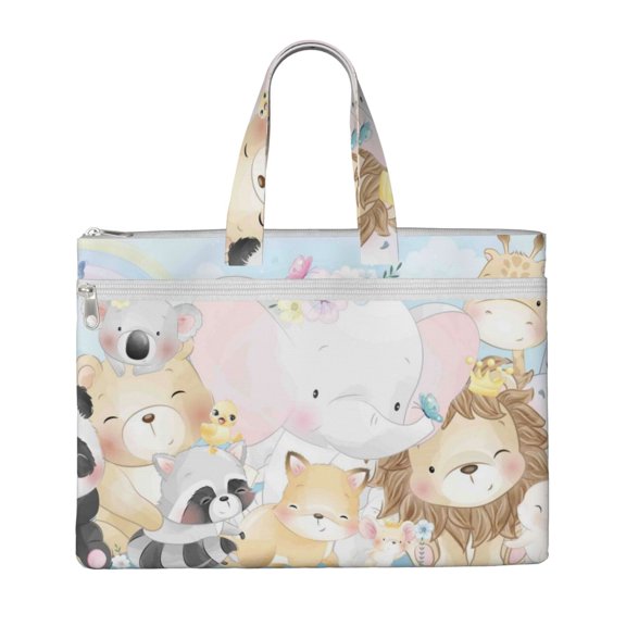 Kdxio Cute Animals File Tote Document Bag Business Briefcase Bag Document Organizer Tote Briefcase for Letter A4 Files Business Teacher Office Bag