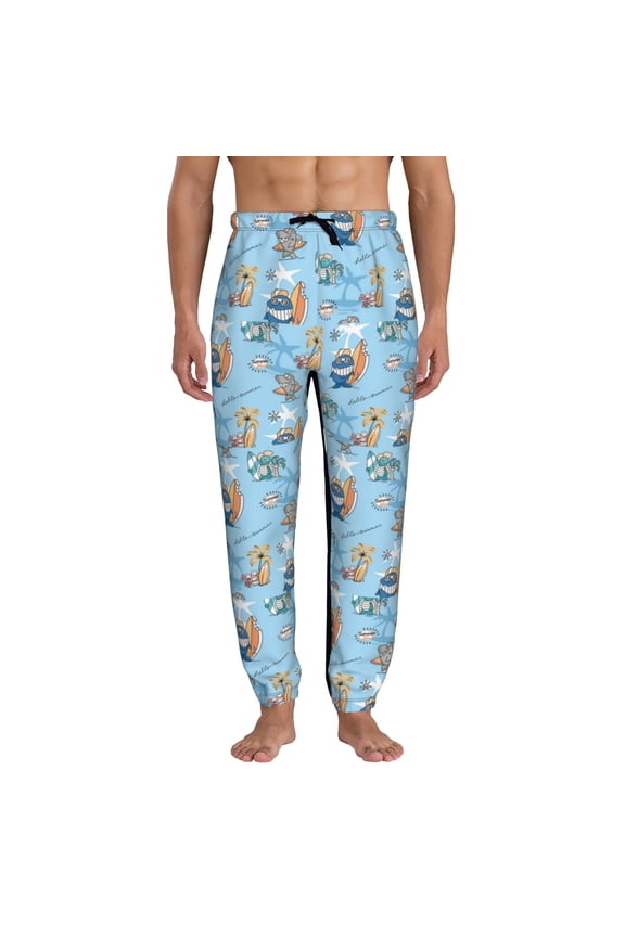 Cute Animals Surfers Pattern Joggers,Sweatpants for Men with Pockets-XX-Large