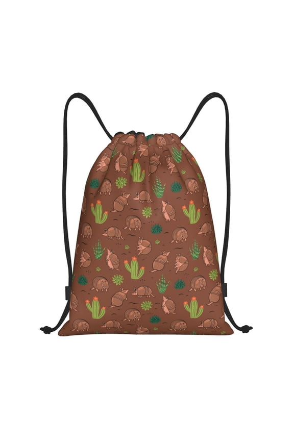 Cute Armadillos Print Drawstring Backpack Bag,Waterproof Draw String Back Sack, Gym Drawstring Bags Swim Bag For Unisex
