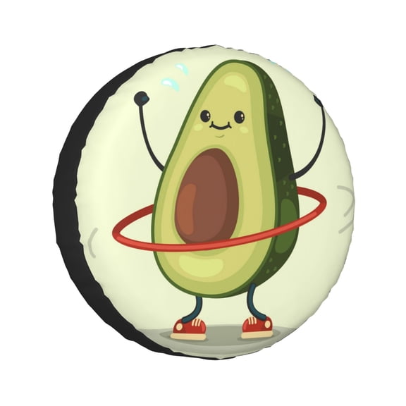Kdxio Cute Avocado Doing Exercise for Tire Cover Wheel Protectors Tyre Covers Weatherproof Wheel Covers Universal Fit for Trailer Rv SUV Truck Camper Travel Trailers 14 inch