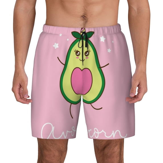 Kdxio Cute Avocado Print Men'S Swim Trunks With Compression Liner 7 Inch Inseam Quick Dry Swim Shorts