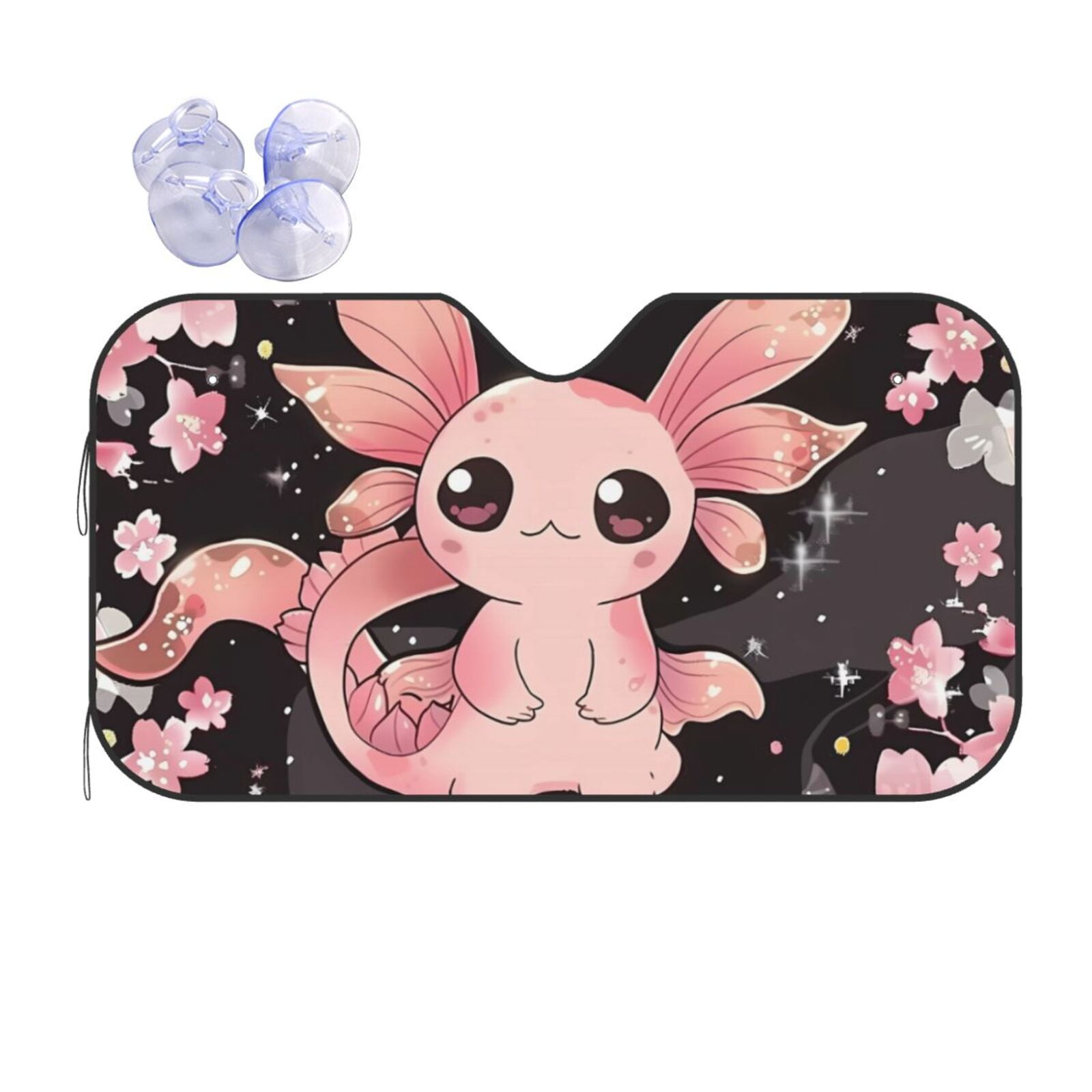 Axolotl Black Pattern Print Car Sun Shade