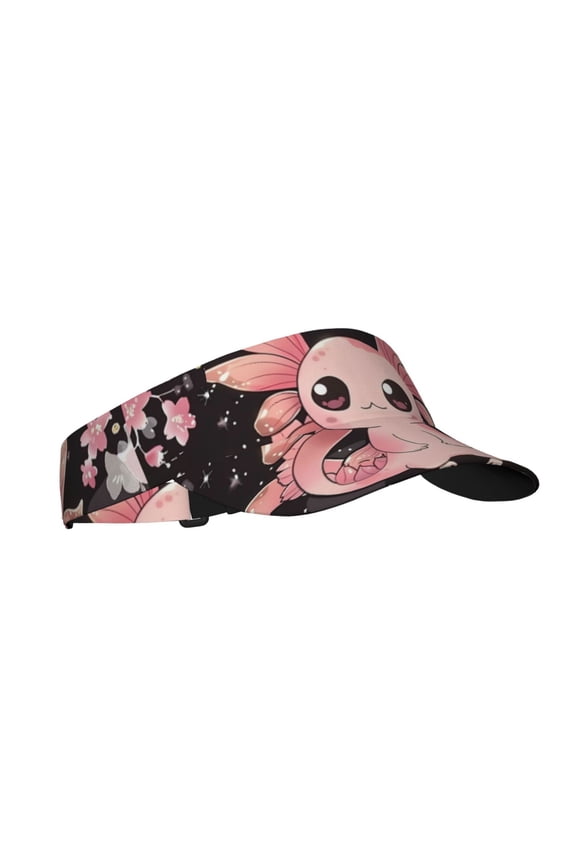 Cute Axolotl Sakura Blossoms B Print Sun Visor Hat Golf Visor Adjustable Velcro Outdoor Sports Cap for Men Women