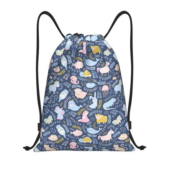 Kdxio Cute Baby Animals Print Drawstring Backpack Bag,Waterproof Draw String Back Sack, Gym Drawstring Bags Swim Bag For Unisex