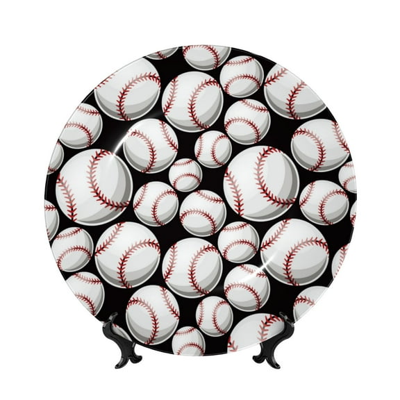 Kdxio Cute Baseball Bone China Decorative Plate Ceramic Decorative Plate for Home Office Wall Stand Decorative Plates for Home Bedroom-7in