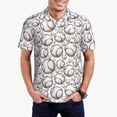 thumbnail image 1 of Kdxio Cute Baseball Print Men's Short Sleeve Polo Shirt,Midweight Men's Shirt, 1 of 6