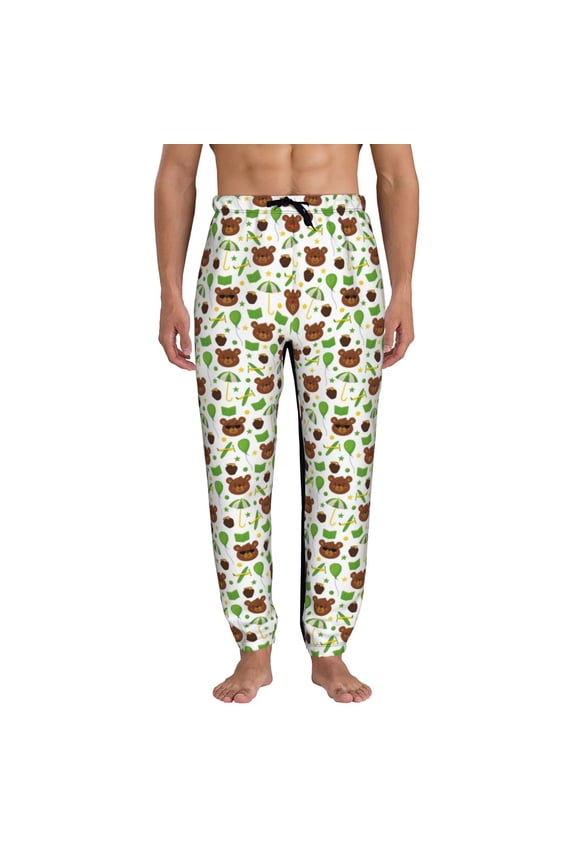 Cute Bear Pattern Joggers,Sweatpants for Men with Pockets-Medium