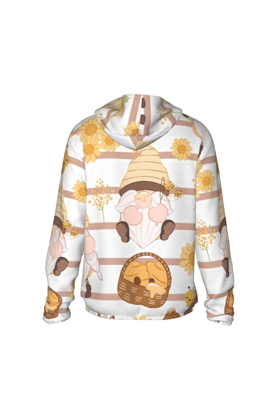 Cute Bee Gnome Print Women Men Sun Protection UPF 50+ Jackets Zip Up Long Sleeve Hoodie Hiking Lightweight with Pockets