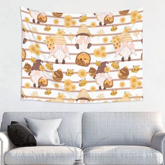 Kdxio Cute Bee Gnome Wall Hanging Tapestries Banner For Bedroom College Dorm Home Living Room Party Decor 29X37 In
