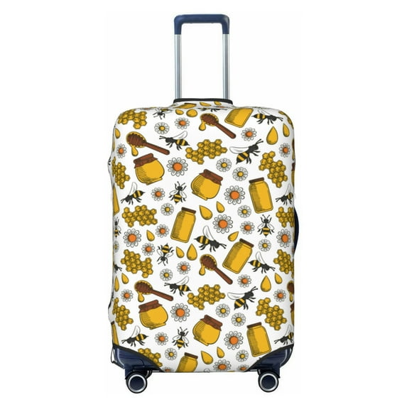 Kdxio Cute Bee Pattern Luggage Cover for Travel,Elastic and Durable,Fits 18-32 Inch,-No luggage included