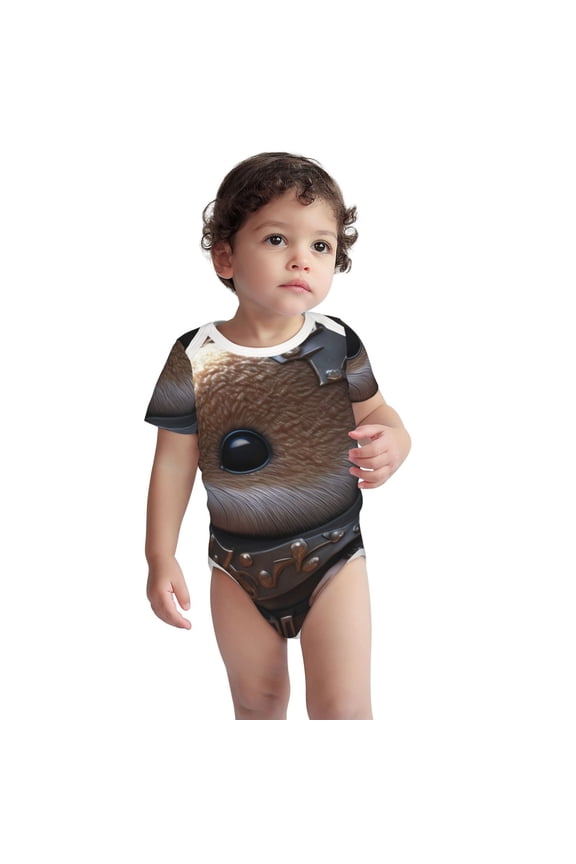 Cute Big-Eared Mouse Pattern Unisex Baby Cotton Short Sleeve Bodysuits-6 Months