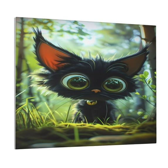 Kdxio Cute Big-Eyed Black Cat Pattern Canvas Wall Art for Living Room Wall Decor for Bedroom Bathroom Modern Framed Canvas Art Prints Ready to Hang,Horizontal