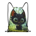 thumbnail image 1 of Kdxio Cute Big-Eyed Black Cat Print Drawstring Backpack Bag,Waterproof Draw String Back Sack, Gym Drawstring Bags Swim Bag For Unisex, 1 of 5